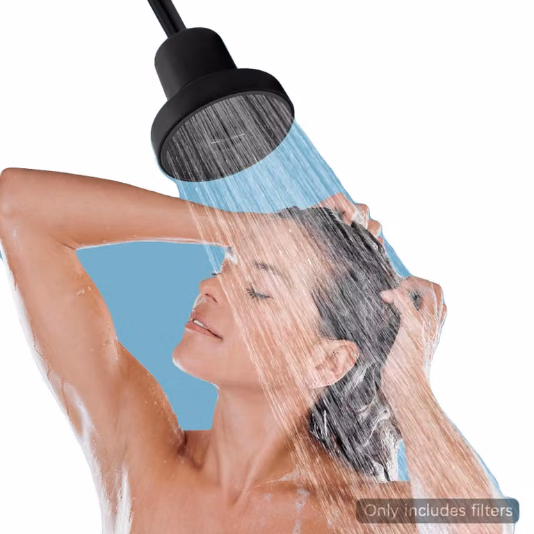 Testina doccia filtrante, certificata NSF-177, che rimuove il 99% del cloro, realizzata in materiale ABS resistente, diametro 13,5 cm, intervallo di temperatura dell'acqua da 0 a 90°C