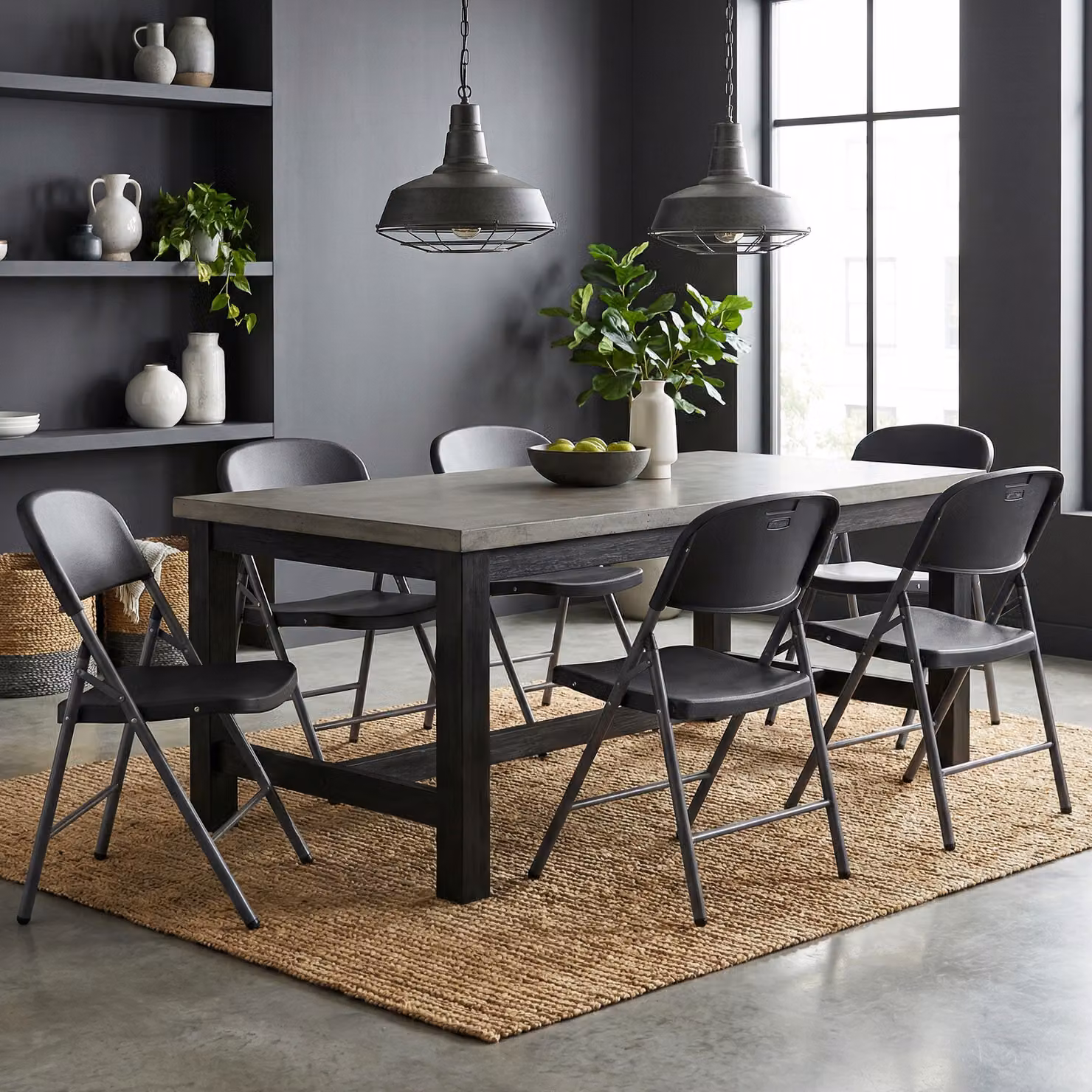 Set di 6 sedie pieghevoli impilabili Costway in plastica e metallo Grigio per uso interno ed esterno
