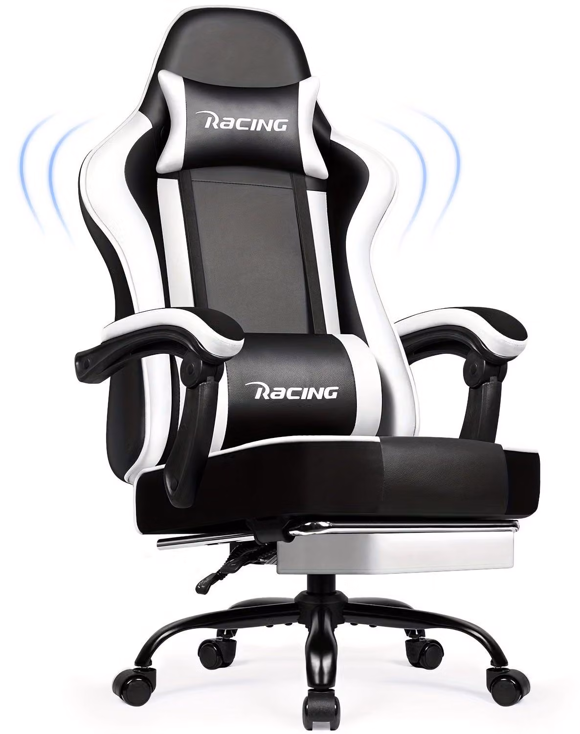 Sedia da gaming - Sedia per videogiochi - Sedia da gaming con poggiapiedi - Sedia da gaming con supporto lombare regolabile