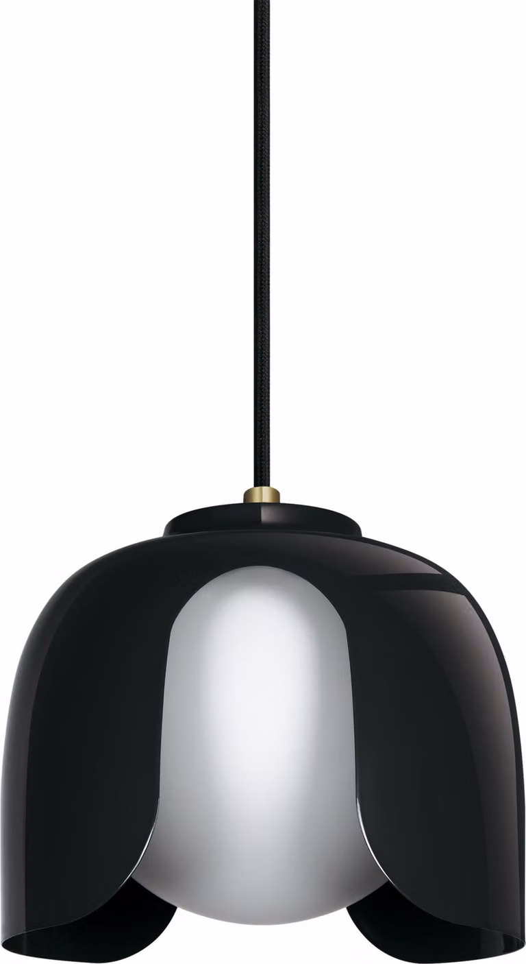 OSRAM Decor Corolle lampada a sospensione, vetro metallico nero, attacco E27, cavo tessile, 200 mm, stile retrò