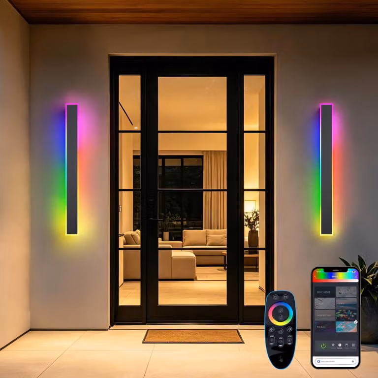 Lampade da parete LED per esterni, 120 cm, confezione da 2, RGB, dimmerabili, controllabili tramite app e telecomando