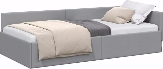 Letto singolo moderno DESIGN IN con cornice imbottita in tessuto grigio, L/P/H: 90 x 200 x 57 cm