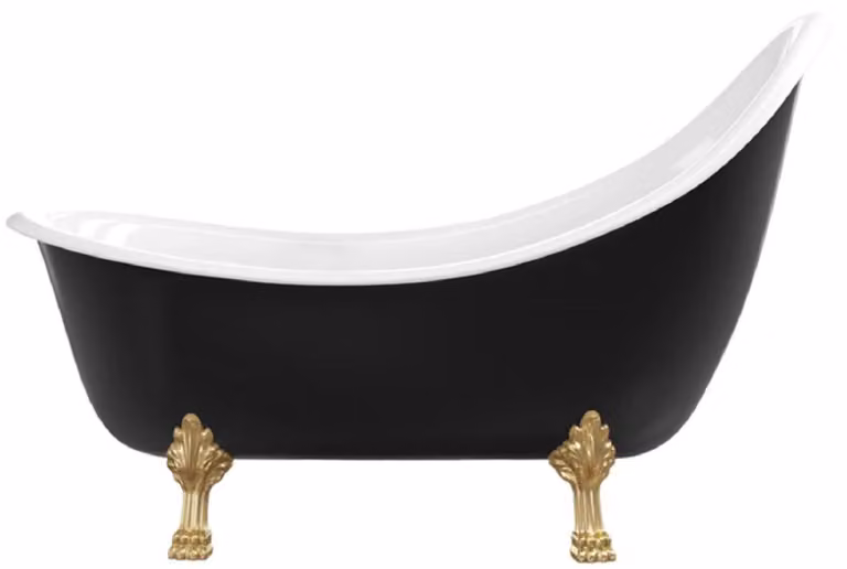 Casa Padrino Vasca da bagno liberty nero / bianco / oro 180 cm - Vasca da bagno freestanding in stile retrò