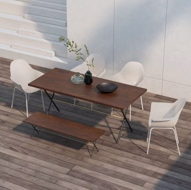 Set di 4 sedie da giardino con schienale alto in acciaio grigio; 59 x 55 x 84 cm
