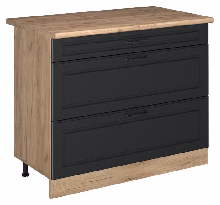 Mobiletto base per cucina Vicco R-Line Antracite country/Rovere dorato 100 cm piano di lavoro Rovere dorato, Model 71629