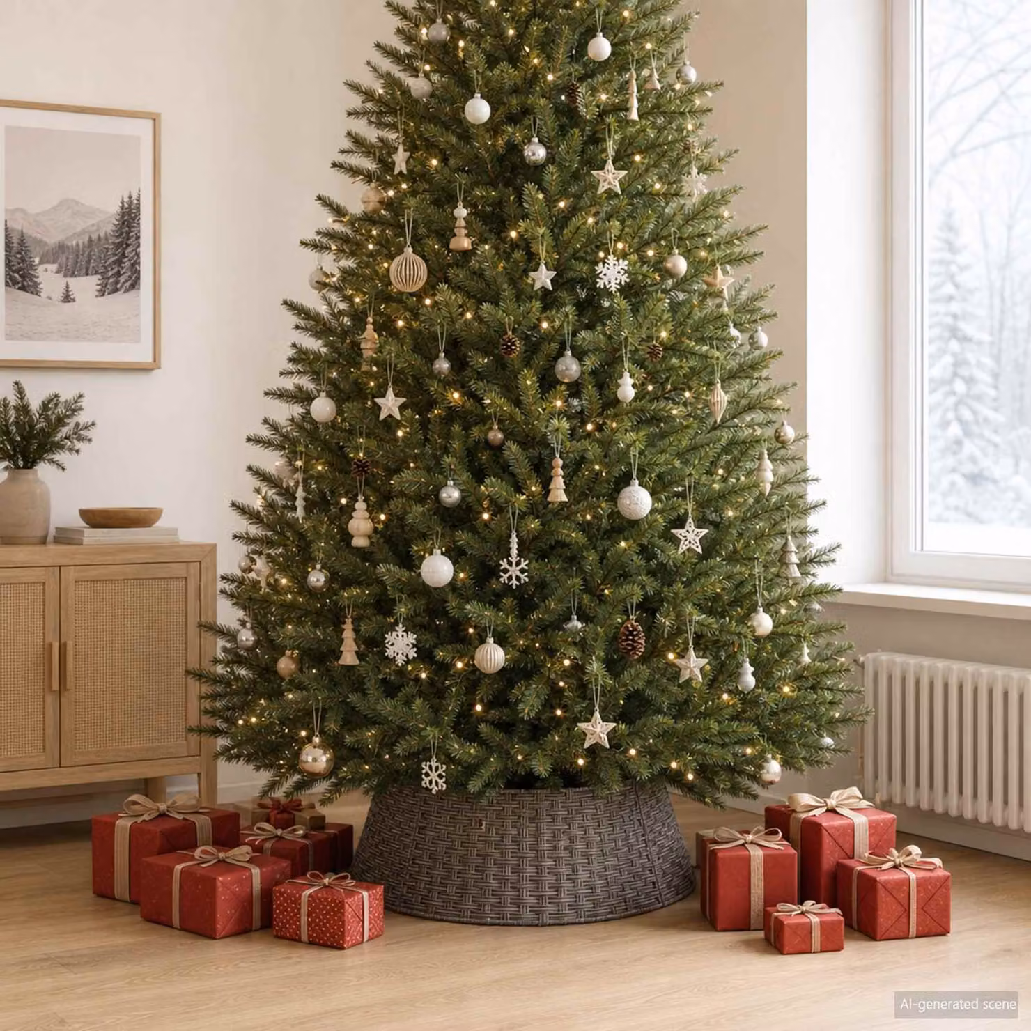 vidaXL Collare per Albero di Natale Rotondo Grigio Ø 105 x 28 cm