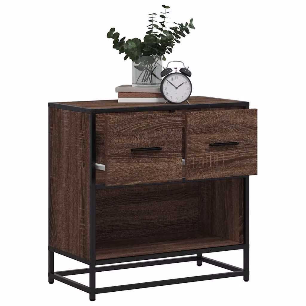 Comodino moderno vidaXL in legno multistrato e metallo, colore marrone, L 60 cm x P 31 cm x H 60 cm