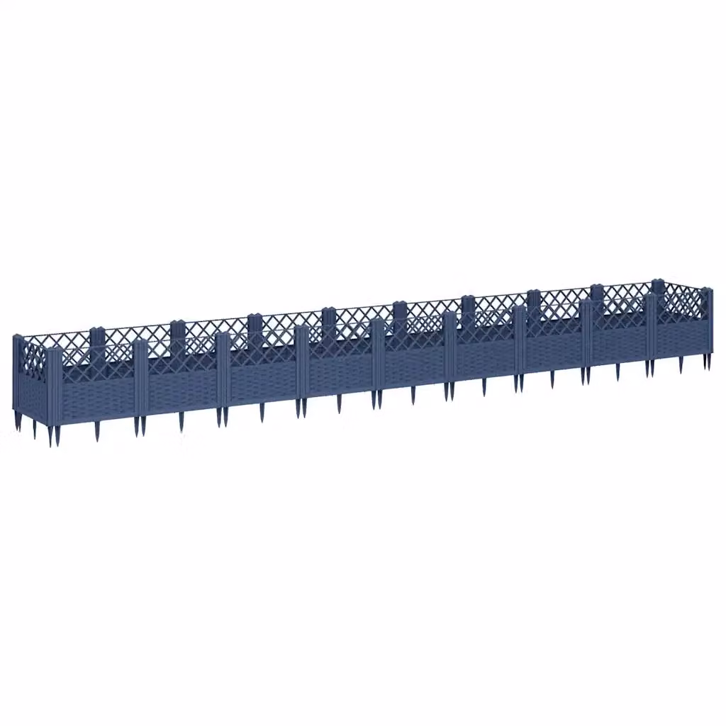 Fioriera da giardino Design Mania con picchetti per esterno, contenitore per piante e orto, Grigio Blu, L: 363,5 cm, P: 43,5 cm, H: 43,5 cm – 2