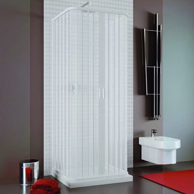 Box doccia a soffietto rettangolare Teti in PVC bianco frosted L: 100 cm, P: 70 cm, H: 185 cm