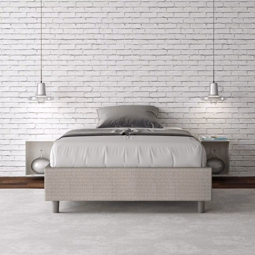 Letto Sommier con Contenitore e Rete Azelia Labirinto 01 di GIORDANOSHOP Bianco L/P/H: 132 x 222 x 39 cm – 2