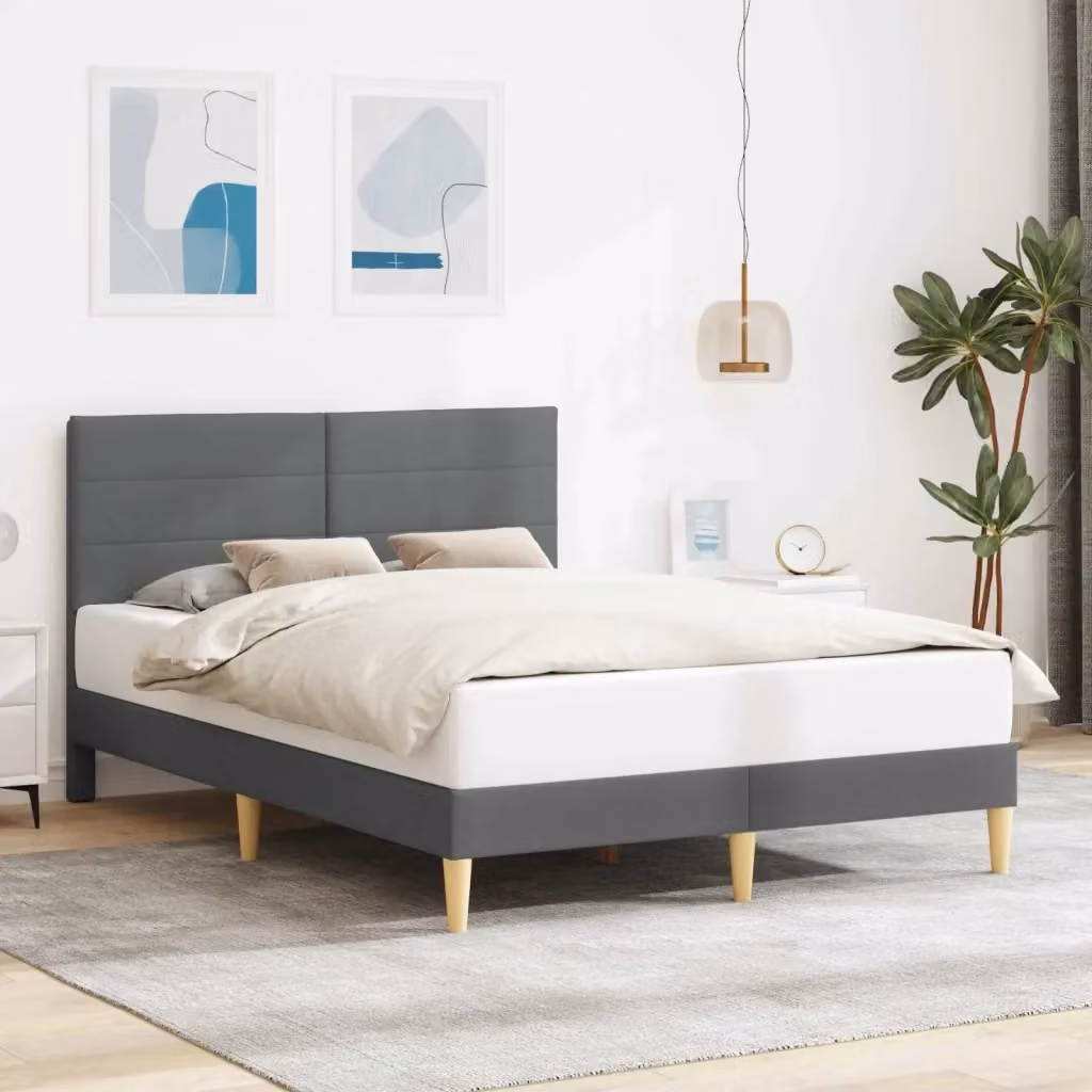 Letto matrimoniale moderno DESIGN IN in tessuto grigio con struttura in legno composito L/P/H: 200 x 120 x 96 cm – 2