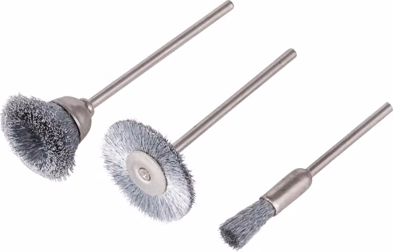 Wolfcraft® mini set di spazzole in acciaio inox 3 pezzi.