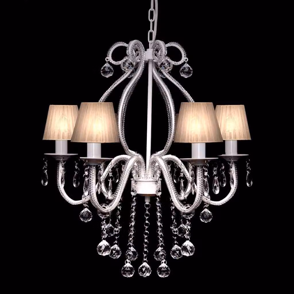 Lampadario da soffitto vidaXL in metallo cromato e vetro con cristalli bianchi e trasparenti