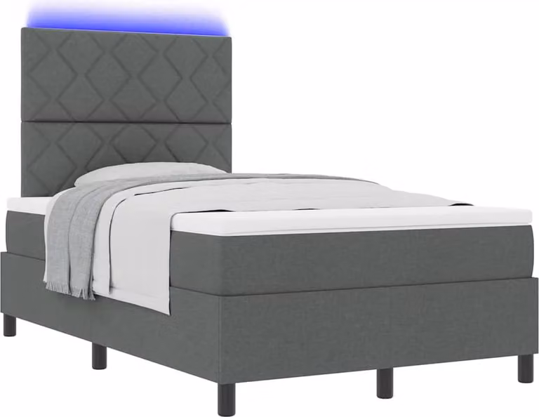 Letto a molle con materasso grigio scuro 120 x 190 cm in tessuto