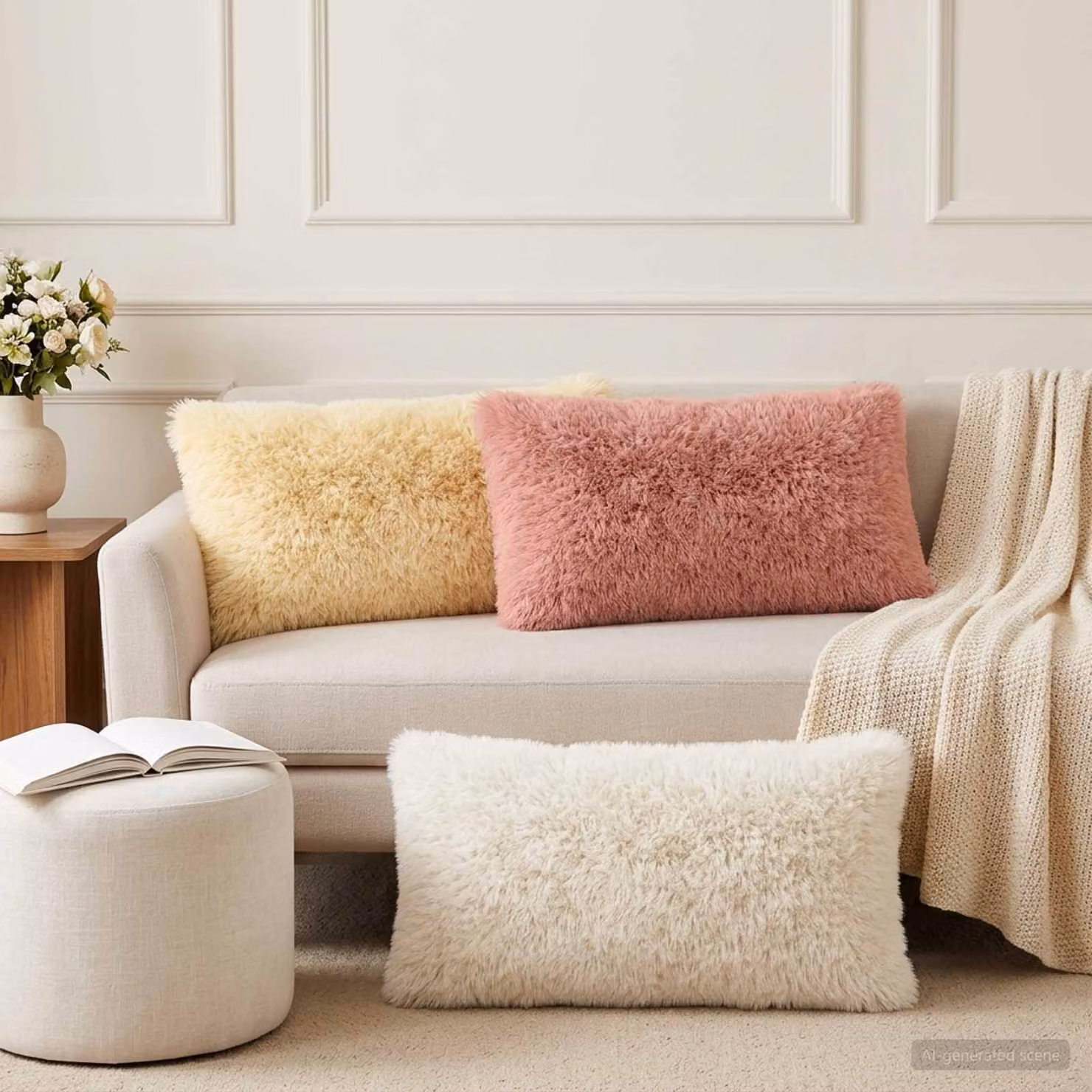 Set di 6 federe vidaXL HEERLEN in pile rosa, L 40 cm x P 80 cm