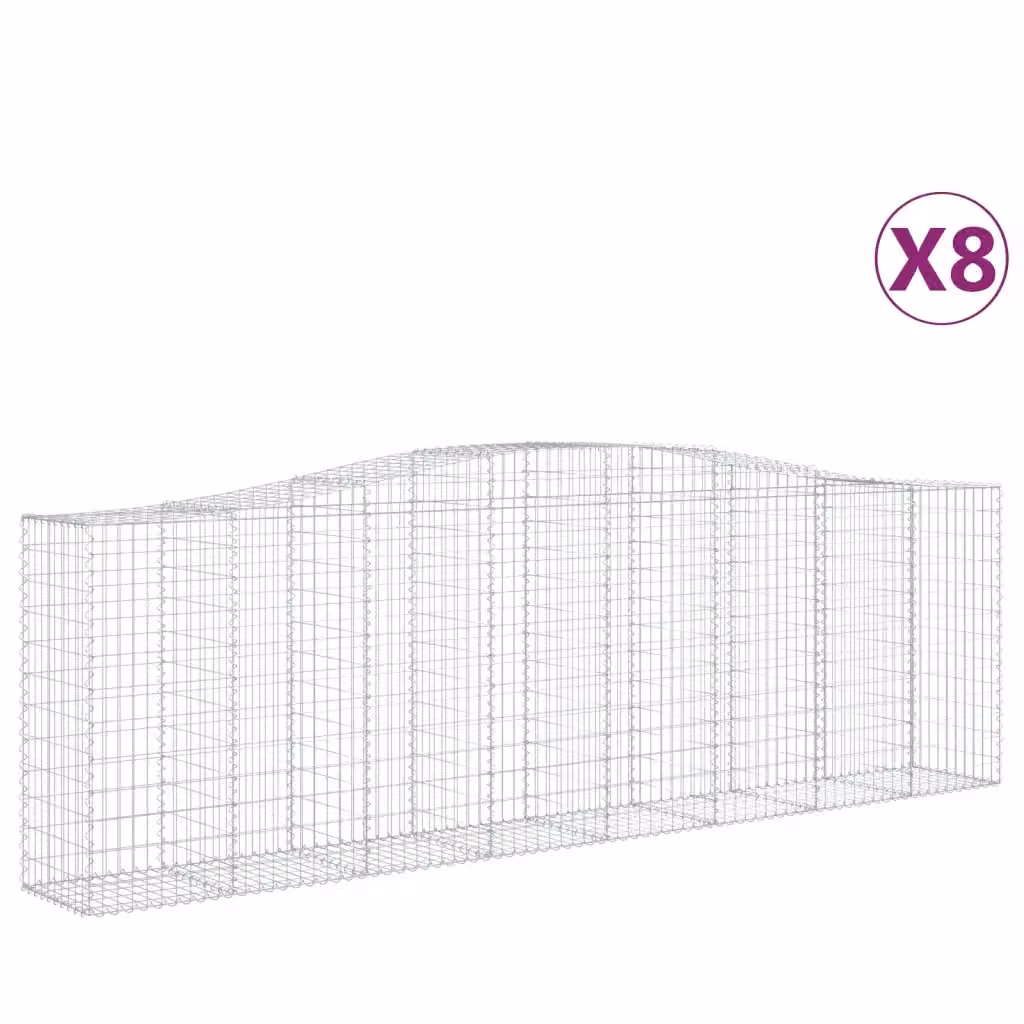 Set di 8 Cesti Gabbioni ad Arco Videx in Acciaio Zincato Argento L: 400 cm, P: 50 cm, H: 120/140 cm – 2