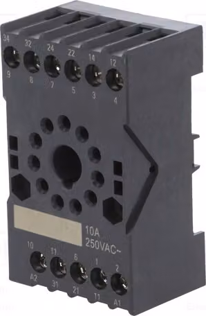 1x Zoccolo con morsetti: 11, 10A, 250VAC. Montaggio: su guida DIN, per quadri 10FF-3Z-C3. Compatibile con componenti elettromagnetici