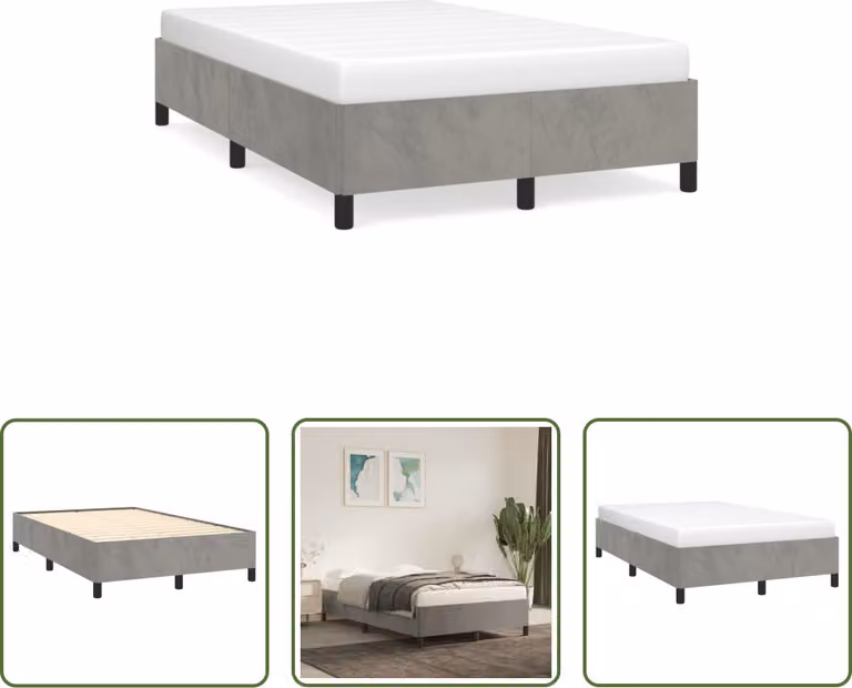 The Living Store Struttura letto in velluto grigio chiaro 120x190 cm