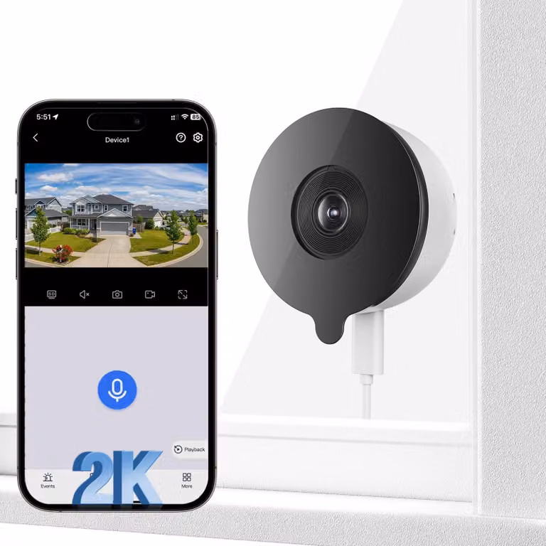 Telecamera interna Wi-Fi da 2K, 3 megapixel, con visione notturna a colori