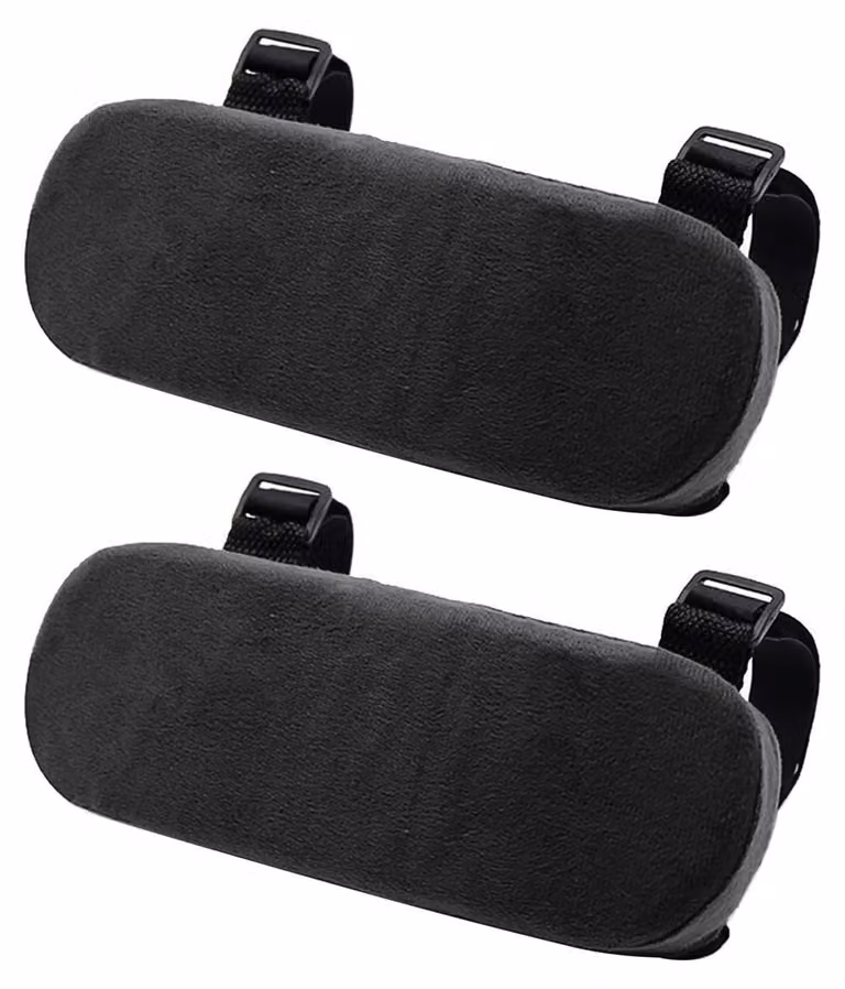 Cuscini Ergonomici per Braccioli - 2 Pezzi - Supporto Antiscivolo - Schiuma - Sedia a Rotelle/Sedia da Ufficio - 22,5 cm - Nero