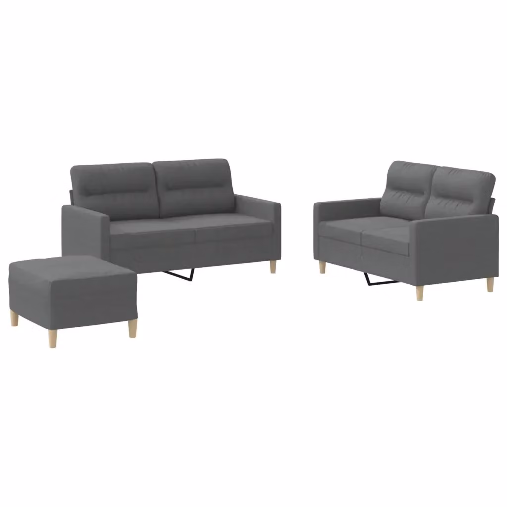 vidaXL Set di Divani 3 pz Moderno in Tessuto Grigio con Cuscini – 2