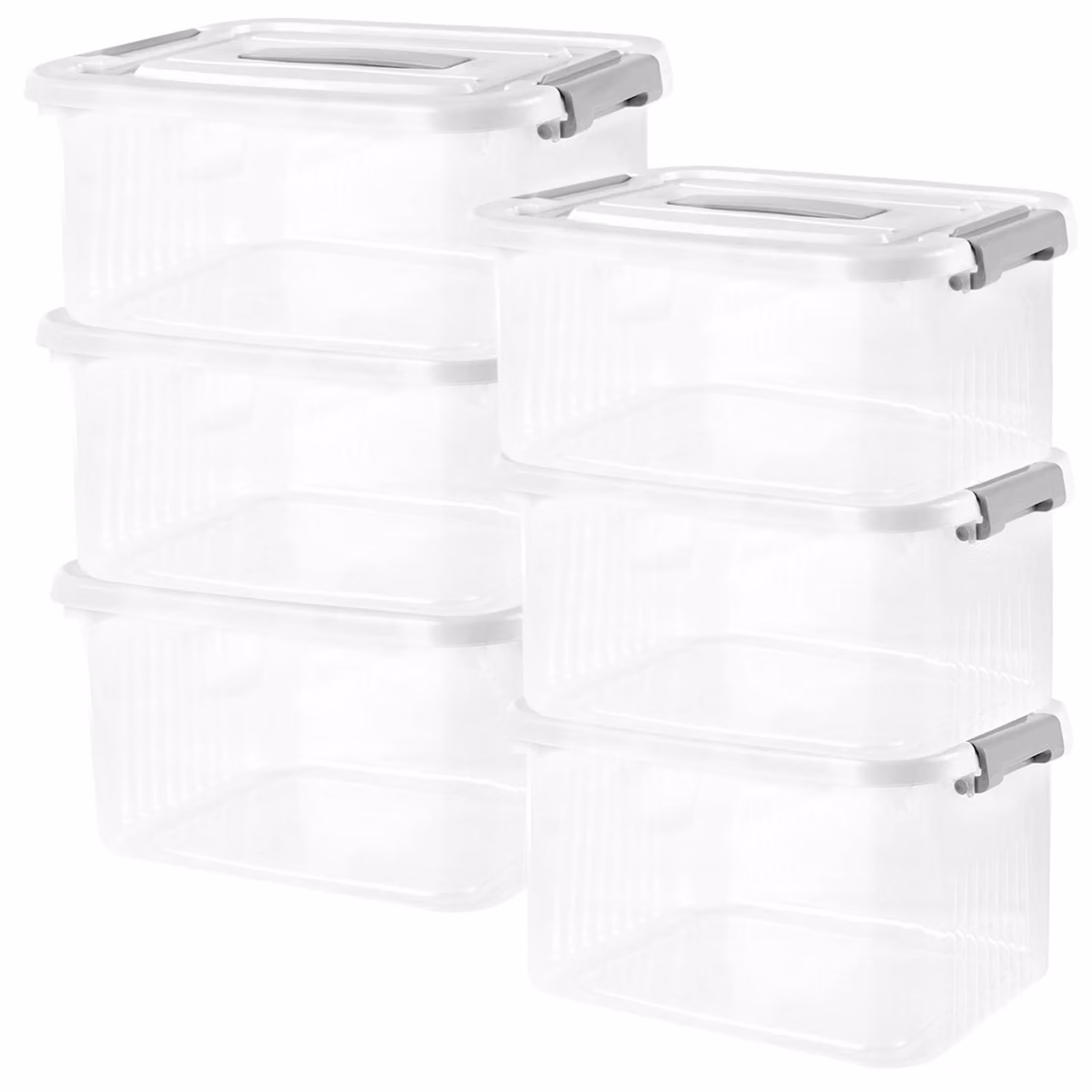 Solidchoice - Set di 6 contenitori in plastica con coperchio, 26 x 20 x 15 cm, contenitori impilabili