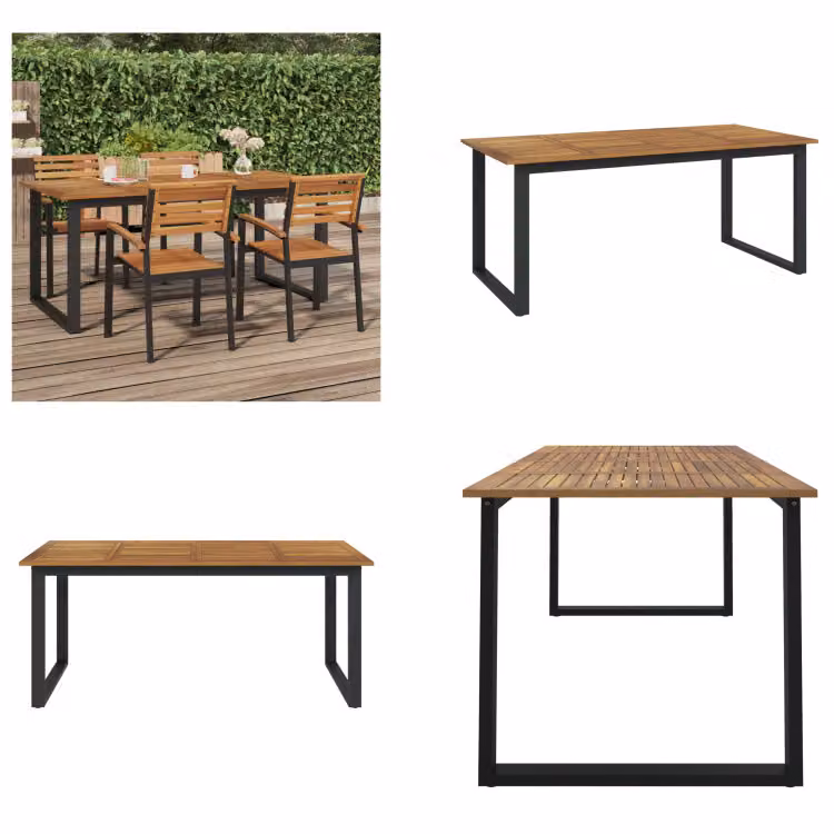 vidaXL Tavolo da giardino con struttura a forma di U 180x90x75 cm Legno massello di acacia - Tavolo da giardino - Tavoli da giardino - Tavolo da esterno - Tavolo da terrazza