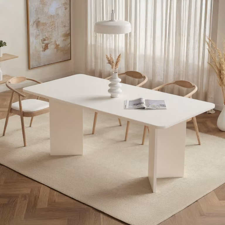 Skye Decor, Linza - Wood White, tavolo da pranzo, legno bianco, pannello truciolare rivestito al 100% in melamina, 180 x 90 x 75 cm