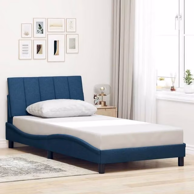 Giroletto senza Materasso-Struttura Letto Hanko Blu 100x200 cm in Tessuto 375389