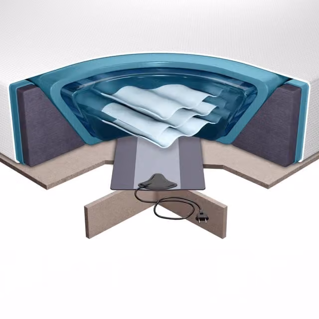 Set per letto ad acqua BELIANI con 2 riscaldamenti, materasso antibatterico in tessuto bianco e struttura in schiuma, L/P: 180 x 200 cm