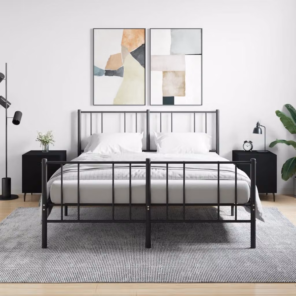 Set di 2 comodini vidaXL neri in legno multistrato per camera da letto, L/P/H: 40 x 40 x 50 cm