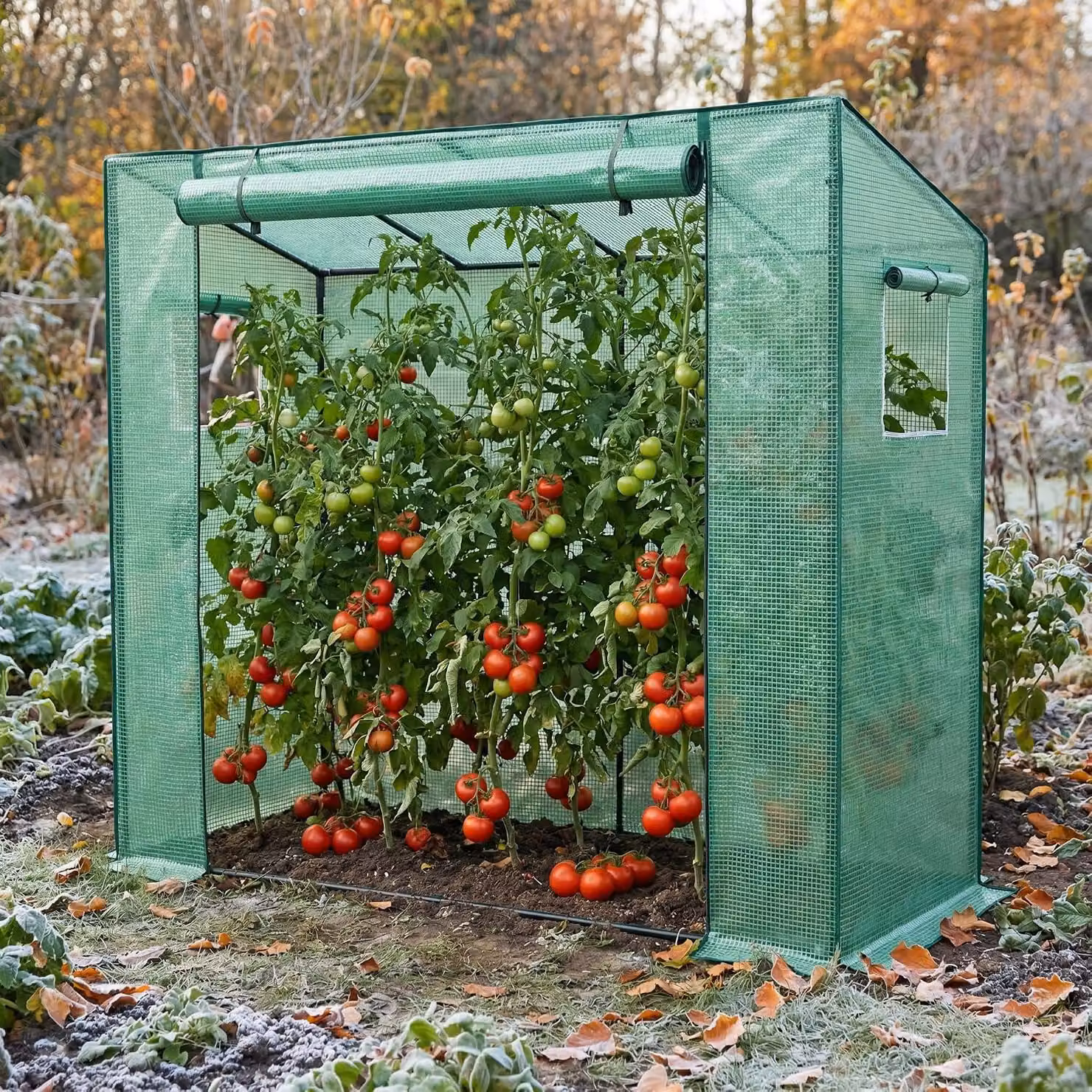 Serra da giardino QEENTOE, con 2 finestre di ventilazione, stabile e adatta per la coltivazione di pomodori, ideale per una crescita ottimale delle piante, dimensioni 200x80x150 cm
