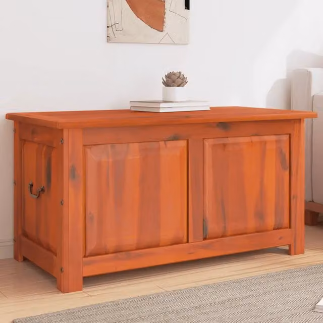 Cassapanca con Coperchio-Baule-Armadietto contenitore Marrone in Legno Massello di Acacia 379397