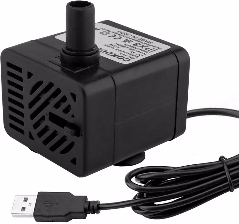 Pompa sommergibile USB a 5V - mini pompa per acqua da 200 l/h - regolabile - per acquari e fontanelle per animali