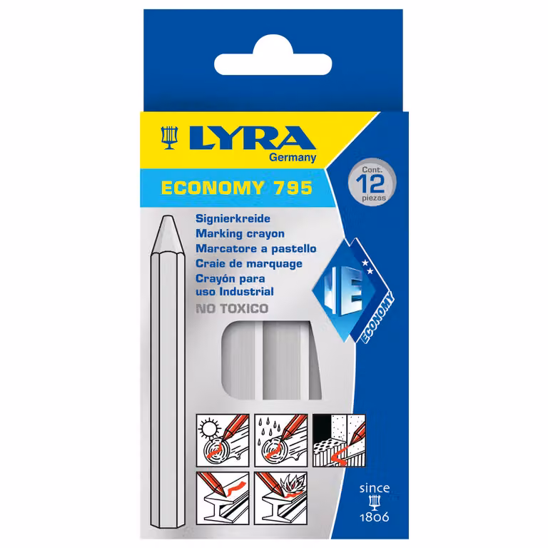 Gesso per marcatura esagonale n.795 bianco a12 pezzi Lyra