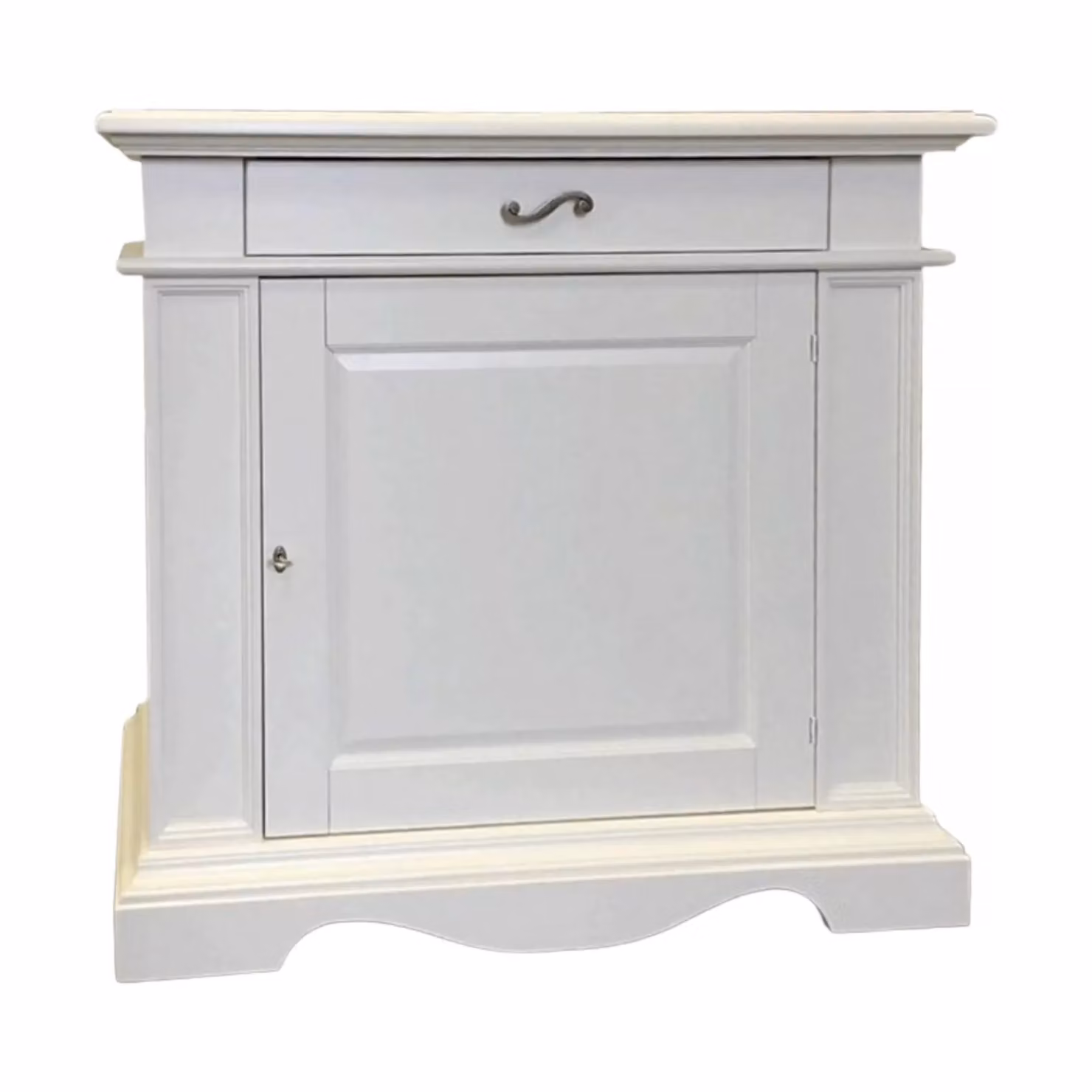 Madia classica in legno di pioppo bianco con 1 porta e 1 cassetto Mobili 2G L/P/H: 117 x 55 x 115 cm