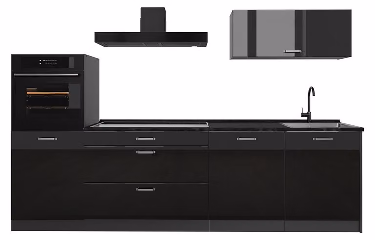 Cucina componibile Vicco R-Line Nero lucido/Antracite 280 cm piano di lavoro Antracite, Model 66473