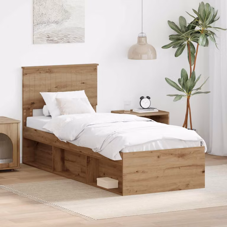 Struttura del letto con testiera vidaXL in legno color marrone, dimensioni 90 x 190 cm