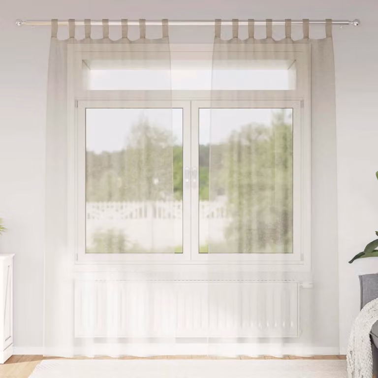 Set di 2 tende velo vidaXL in poliestere color sabbia/beige, L: 245 cm x H: 140 cm