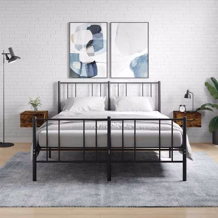 Set di 2 comodini da muro vidaXL in rovere fumo L/P/H: 35 x 35 x 20 cm