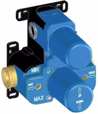 Corpo incasso miscelatore termostatico universale con deviatore a 2 uscite Argo Rubin blu