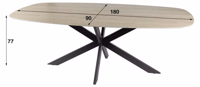 Tavolo da pranzo FURNLUX Romano beige e nero 180 cm / Colore principale: beige / Dimensioni: 180 x 77 x 90 cm