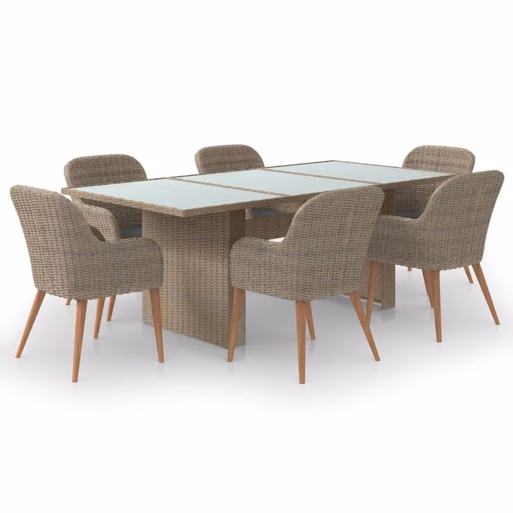 Set da Pranzo da Giardino 7 pz in Polyrattan Marrone