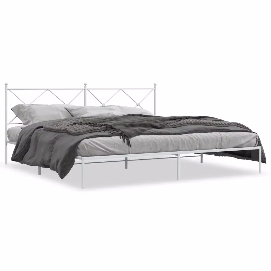 Letto con testiera in metallo bianco vidaXL L/P/H: 200 x 200 x 90,5 cm – 2