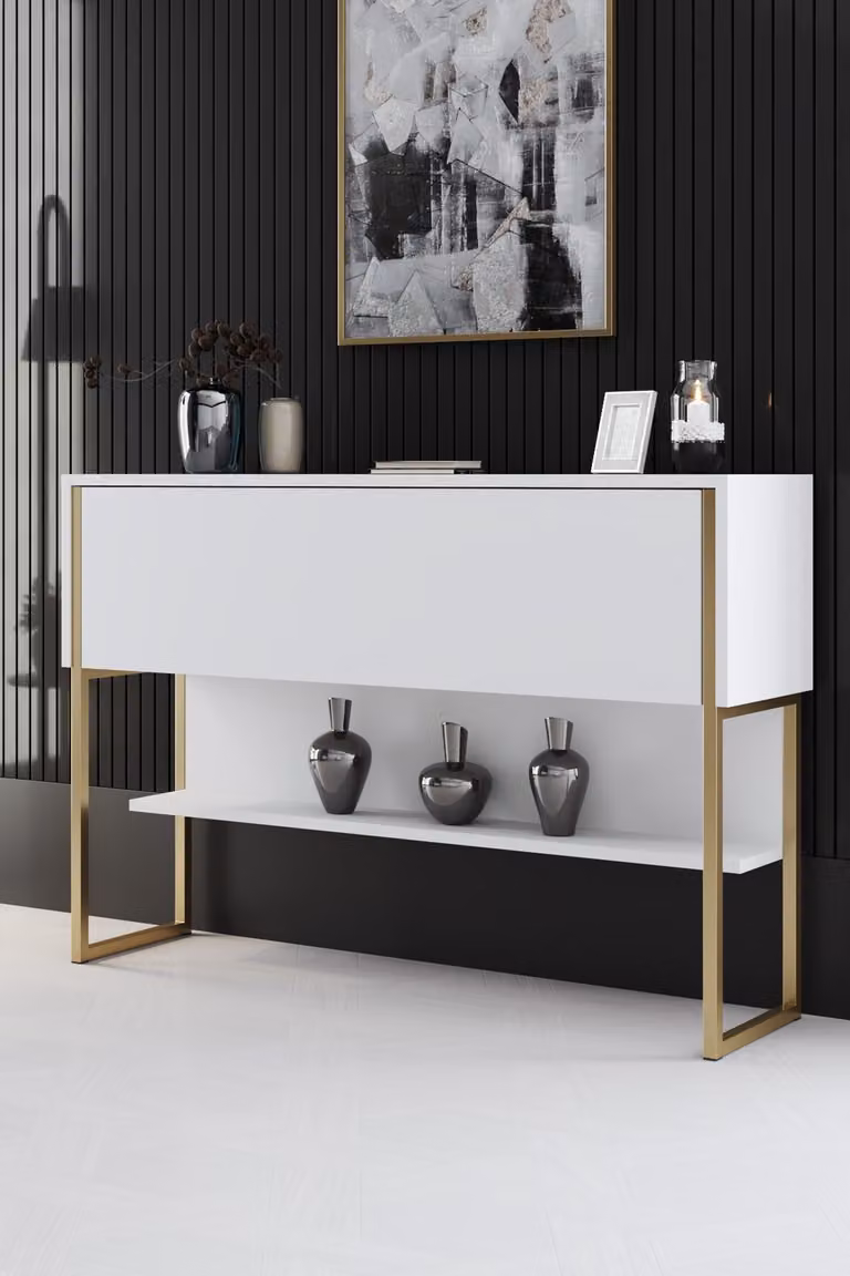 Skye Decor, Luxe - Oro, Bianco, Cassapanca, Oro, 120 x 80 x 30 cm