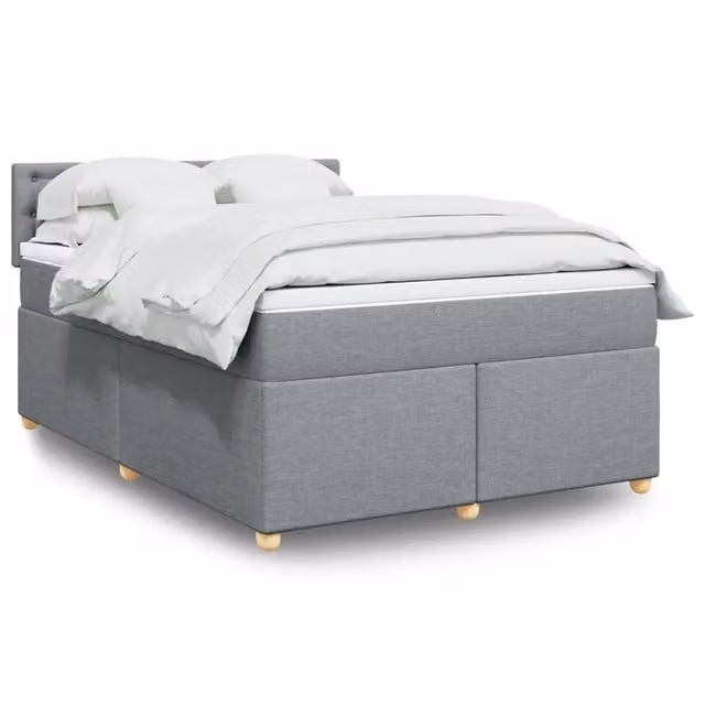Letto Ibrido con Giroletto a Molle e Materasso vidaXL, Grigio Chiaro e Bianco, L/P: 160 x 200 cm