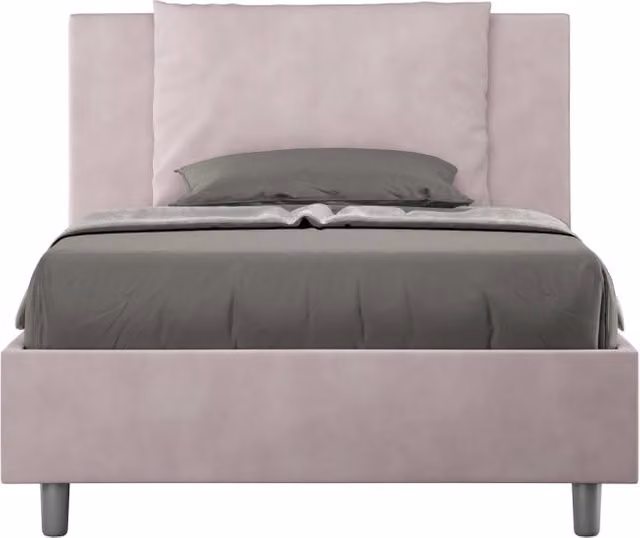 BS COM Letto una piazza e mezza con rete imbottito 110x190 microfibra glicine