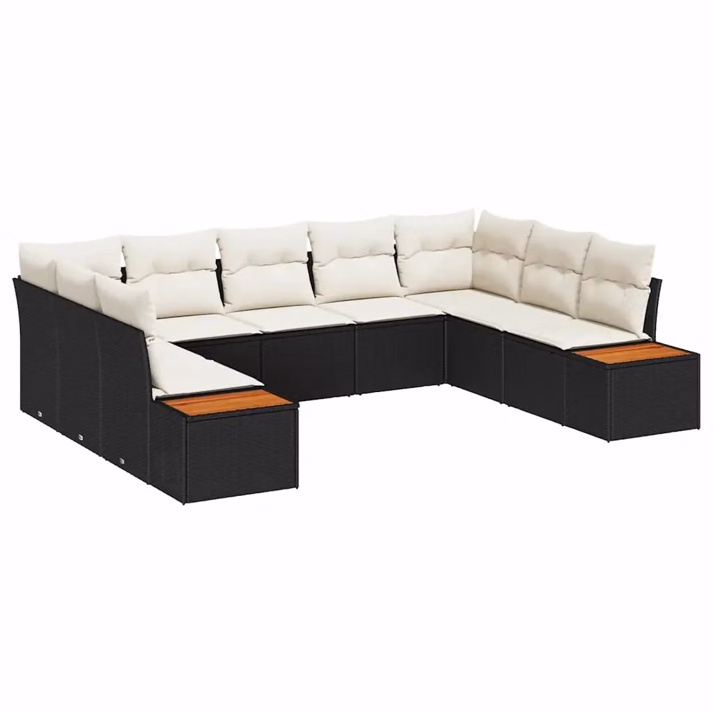 Set Divano da Giardino a L vidaXL 9 pz Nero con Cuscini e Struttura in Metallo – 2