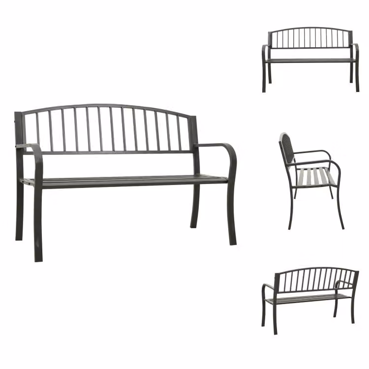vidaXL Panchina da giardino grigia 120 cm in acciaio - Panchine da giardino