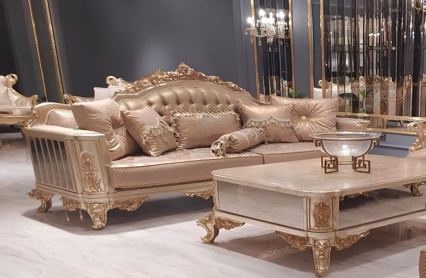 Sitz Dreisitzer Sofa 3 Sitzer Klassische Couch Sofas Stoff Stil Barock Samt